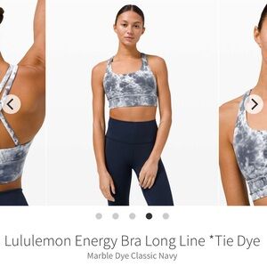 lululemon athletica Energy Bra Long Line - Marble Dye Classic Navy